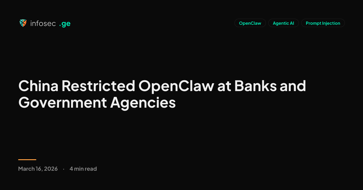 China Restricted OpenClaw at Banks and Government Agencies | Infosec.ge